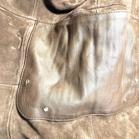 Distressed Dark Brown Suede Leather Hobo Shoulder Bag NWT - Picture 4 of 14